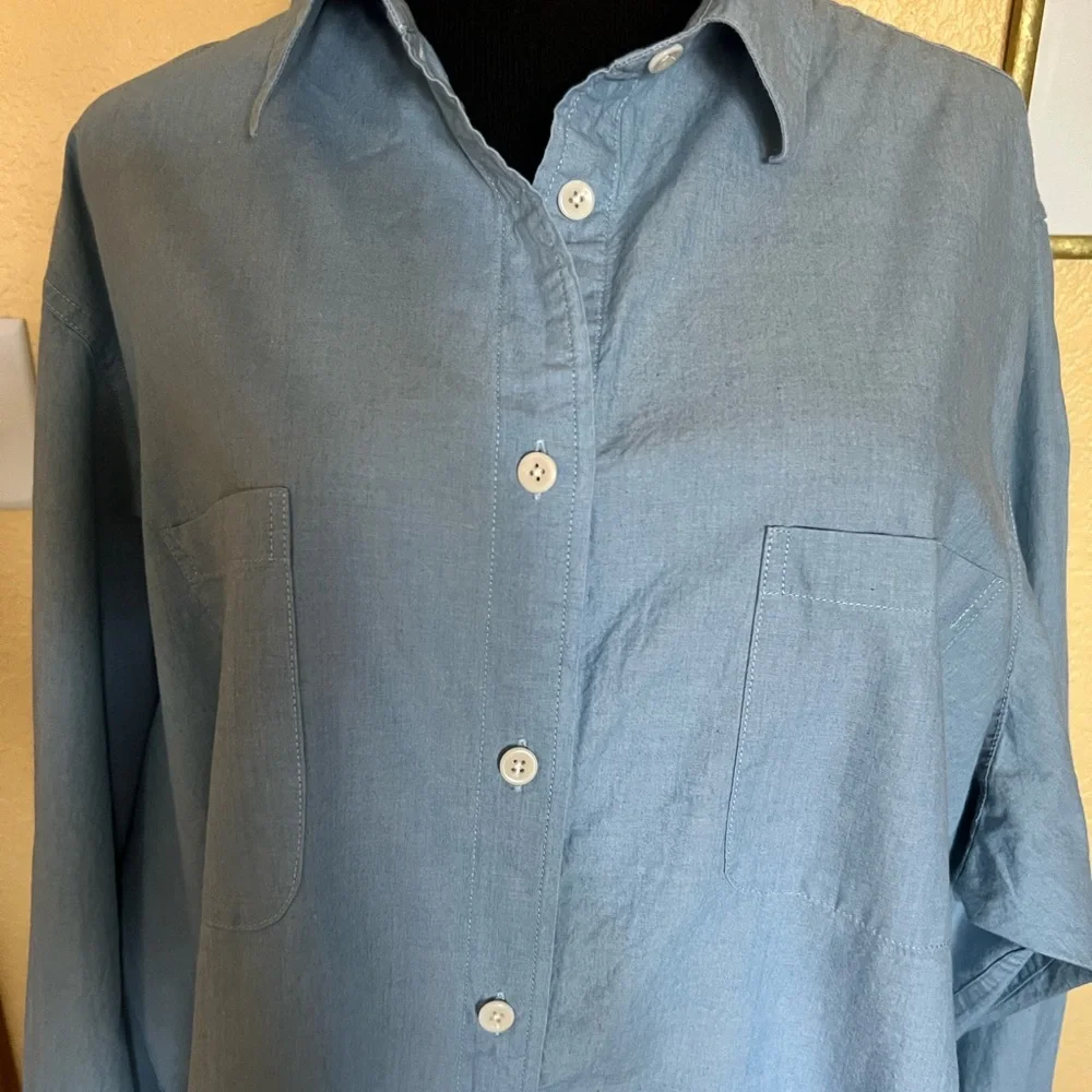 Four Objects #GOK women’s Work Shirt Indigo Chambray organic cotton size XXL - Picture 6 of 8